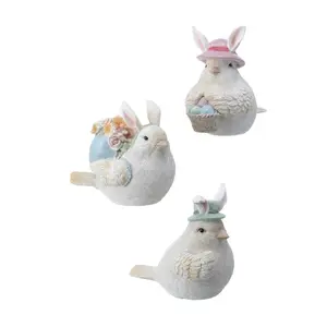 Glitter Bunny Ear Chicks 4" Set of 3 By Valerie