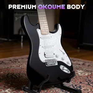 CAHAYA Electric Guitar Set Beginner - 39in Starter Guitar Kit with HSS Pickup Solid Okoume Body Electric Guitar Adults with Amplifier Gig Bag Strap Picks Strings Cable Black