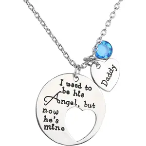 I Used to Be His Angel Now He's Mine Daddy Crysal Memorial Necklace,in Memory of Loved One Daddy