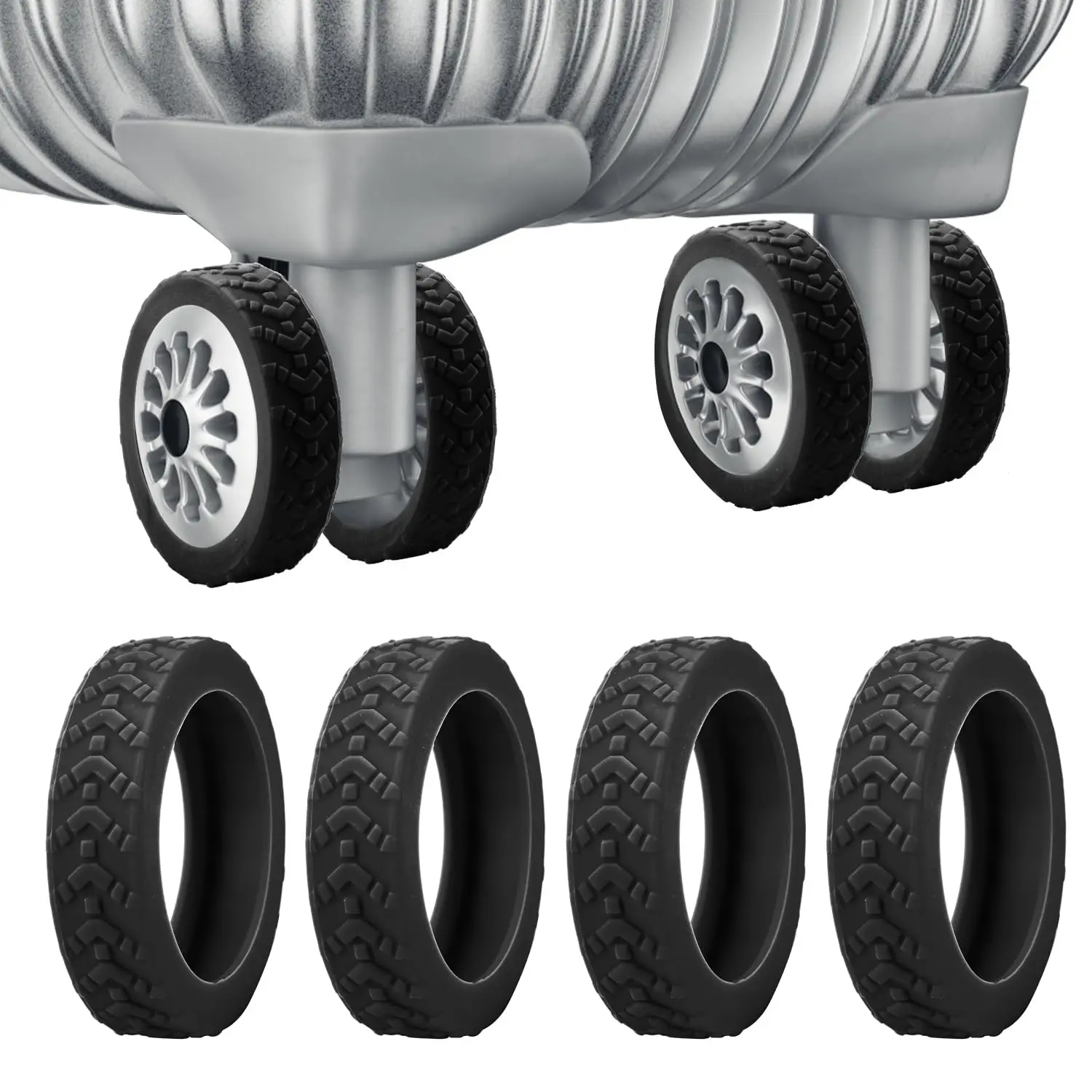 Silicone Luggage Wheel Cover (8 Counts), Travel Wheel Protector, Anti-noise Wheel Covers for Luggage, Travel Trolley, Rotating Chair, Stool, Wheel Cover for Outdoor Travel, Travel Accessories, Christmas Gift