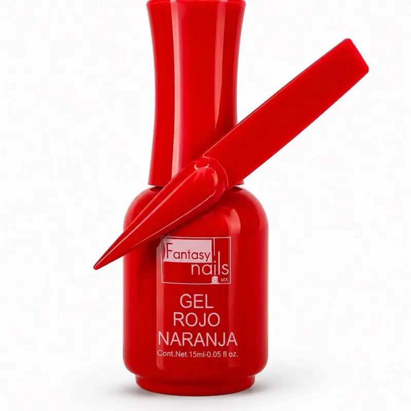 Fantasy Nails Rojo Naranja Gel Polish 15ml - Long-Lasting Nail Color for Maximum Pigmentation