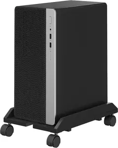 Adjustable PC Stand BB44CJ01 Mobile Computer Tower with Locking Caster Wheels Rolling Under Desk CPU Holder for Home Office Students Gamers Black
