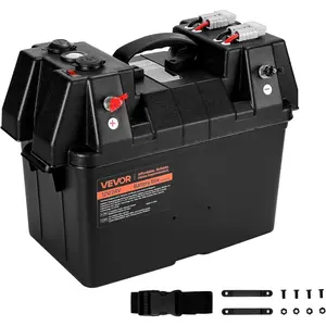 VEVOR Battery Box, Group 24-31 Trolling Motor Battery Box, 12V/24V Marine Batteries Case with PP Shell and Dual Straps, Smart Batteries Case, Suitable for Trolling Motor, Marine,RV & Solar Panel