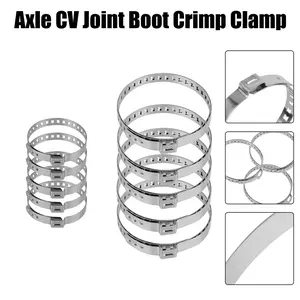 5Pcs Kit Stainless Steel Driveshaft CV Boot Clamp Axle CV Joint Boot Crimp Clamp 20- 50mm 50- 120mm Ball Cage Clamp Adjustable Heavy Duty