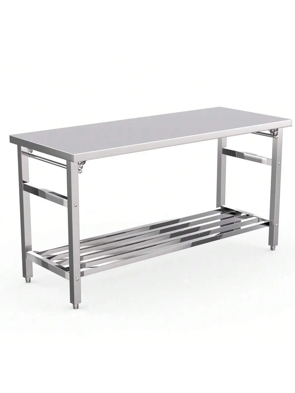 24x60 In NSF-Certified Stainless Steel Work Table - Heavy Duty Table with Adjustable Undershelf, Folding Commercial Food Prep Unit for Kitchen Use, Heavy Duty Tables