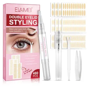 Elamei Eyelid Tape - 480pcs Double Eyelid Lifter Strips, Waterproof and Invisible, Instant Eye Lift for Hooded and Droopy Lids