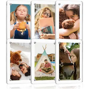 6 Packs Acrylic Fridge Magnetic Instax Frame, 2.36x3.54 Inch Polaroid Frame,Polaroid Magnet Frames for Refrigerator, Double Sided Mini Picture Frames