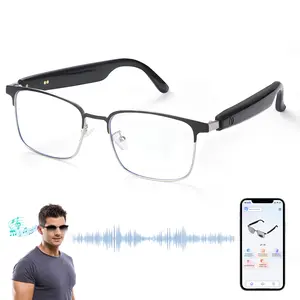 Multifunctional Smart Audio Glasses - IP65 Water Proof, Anti-Blue Light Photochromic Lenses, AI Interpretation, Voice Assistant, Remote Mobile Control, Hands-Free Calls, Bluetooth Music, Work/Driving Use, Wearable Father's Day Gift, Classic, Voice