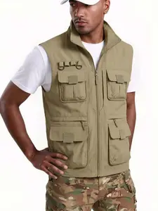 Men's Sleeveless Vest with Multiple Pockets, Breathable Mesh Lining, Comfortable Skin-Friendly Fabric, Ideal for Outdoor Camping Fishing