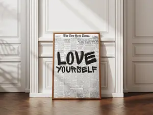 Love Yourself Poster Self-Love Wall Art Inspirational Quote Print Minimal Modern Decor