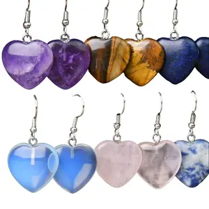Natural Stone Heart-Shaped Earrings, Unique Women’s Earrings, Fashionable and Elegant Gift for Valentine’s Day