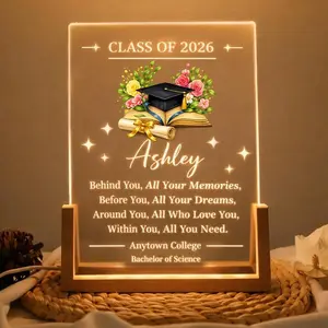 Custom Graduation Night Light, Class of 2026 Personalized Acrylic Plaque Grad, Gift for Her Senior 2026 LED Lamp Decor, Gift for Master's Degree, Gift for Friends outdoorfun