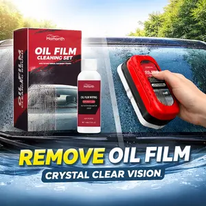 Car Windshield Cleaning Brush,1 pack+cleaning solution, Multifunctional Oil Removal & Anti-fog Car Windshield Cleaning Brush, Car Wash Accessories, Windshield Cleaning Tool