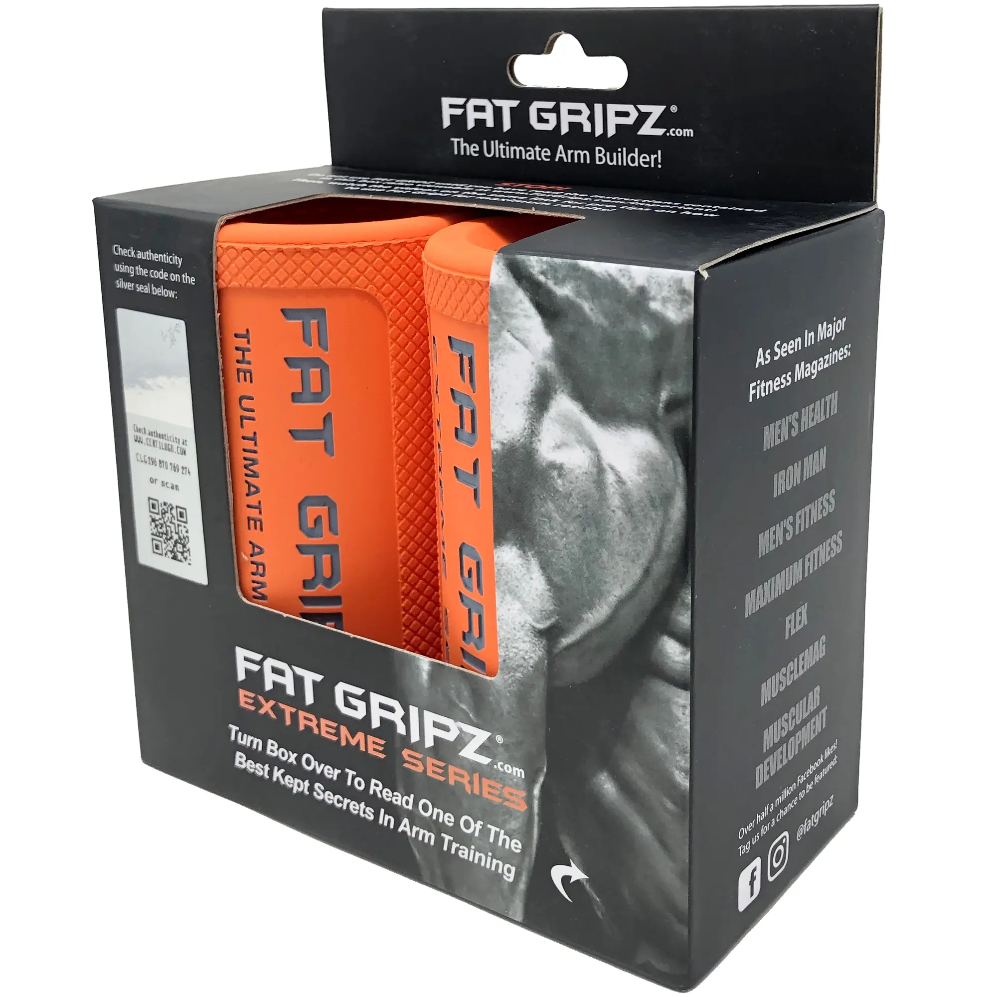 Fat Gripz Extreme (2.75 Inch Outer Diameter) Thick Grips For Increased Muscle Fiber Activation