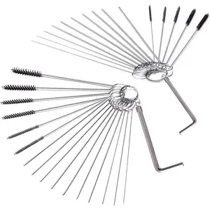32-Piece Carburetor Cleaning Brush & Needle Kit, Micro Dirt Jet Cleaner Tool Set for Small Engine, Motorcycle, ATV, Weed Eater, Airbrush and Chainsaw, Stainless Steel Wire with Hex Wrench
