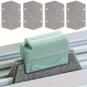 5-Piece Multi-Functional Window Cleaning Scraper Tool Set, Includes Plastic Handle & Reusable Sponge Pads, Ideal for Living Room Bedroom Bathroom Kitchen