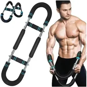 U-Shaped Adjustable Power Twister, 60-100lb Detachable Arm Trainer, Portable Chest & Arm Workout Bar for Anywhere Fitness