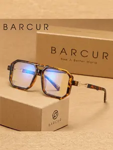 BARCUR  Anti Blue Light Glasses with Square Frames, Fashion Eyeglasses, Fashionable Decoration, Perfect for Office Games, Gift Giving, All Seasons