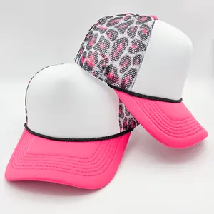 Neon Pink Leopard Foam Trucker Hat