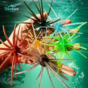Sea Urchin Fishing Lure, Speckled Soft Silicone Swimbait with Flexible Tentacles, Slow Sinking Bait for Saltwater & Freshwater Bass, Drop Shot & Finesse Rigs