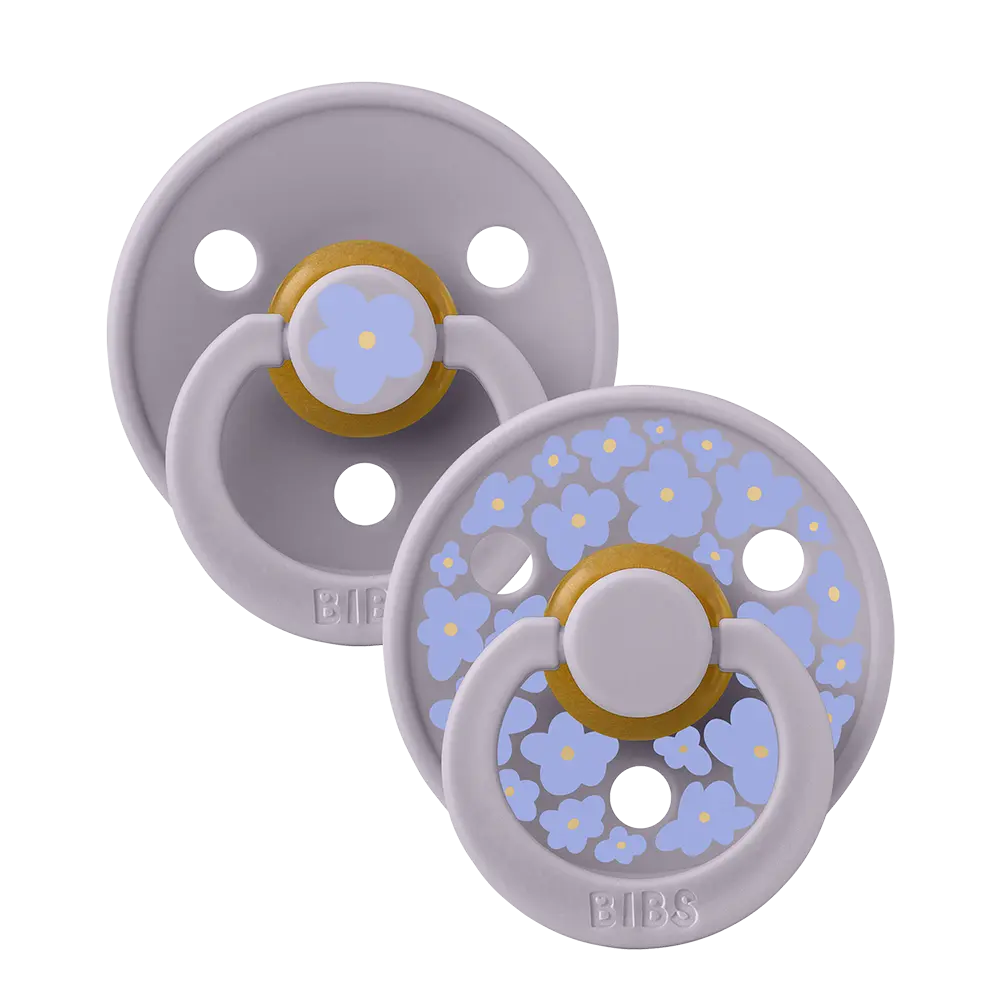 BIBS Pacifier Dummy STUDIO Collection Colour 2 Pack Jasmine - Fossil Grey Mix Natural Rubber Latex with Air Valve & Food-Grade Shield