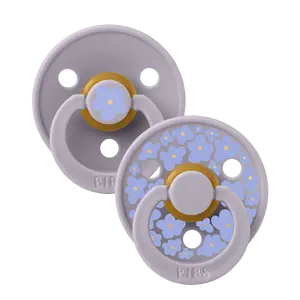 BIBS Pacifier Dummy STUDIO Collection Colour 2 Pack Jasmine - Fossil Grey Mix Natural Rubber Latex with Air Valve & Food-Grade Shield
