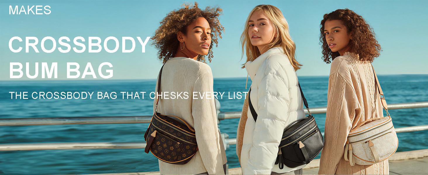 Women's Spacious Checkered PU Leather Crossbody Bag - Vibrant, Adjustable, Casual, Waterproof, Zipper-Closure Bum Bag for Summer Use