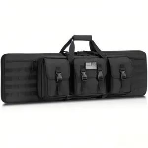 Long Soft Range Case Tactical Double Hunting Bag with Lockable Zipper & Molle System for Outdoor Hunting