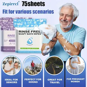 11.81×11.81in No Rinse Body Cleansing Towels, 25 Sheets Per Pack Disposable Foaming Wash Cloths for Immobile & Elderly Daily Care