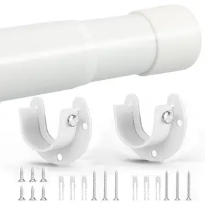 17 to 53 Inch Adjustable Heavy Duty Closet Rods for Hanging Clothes, White 1.3 Inch Diameter Closet Poles for Wardrobes, Closet, Bathroom, Windows
