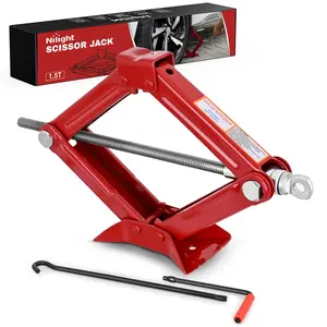 Nlilght Scissor Jack for Car 1.5 Ton (3307 lbs), Heavy Duty Steel Scissor Lift Jack Car Kit with Crank Handle for Sedan SUV MPV Tire Changing, 3.18 Inch-13.6 Inch Lifting Range Portable Small Jack, Red
