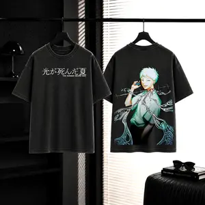 Hikaru The Summer Hikaru Died Acid Washed Lightweight Cotton Tshirt, Horror Anime Shirt, Perfect Gift for Anime Fans and Manga Lovers anime fan clothes Fabric Menswear