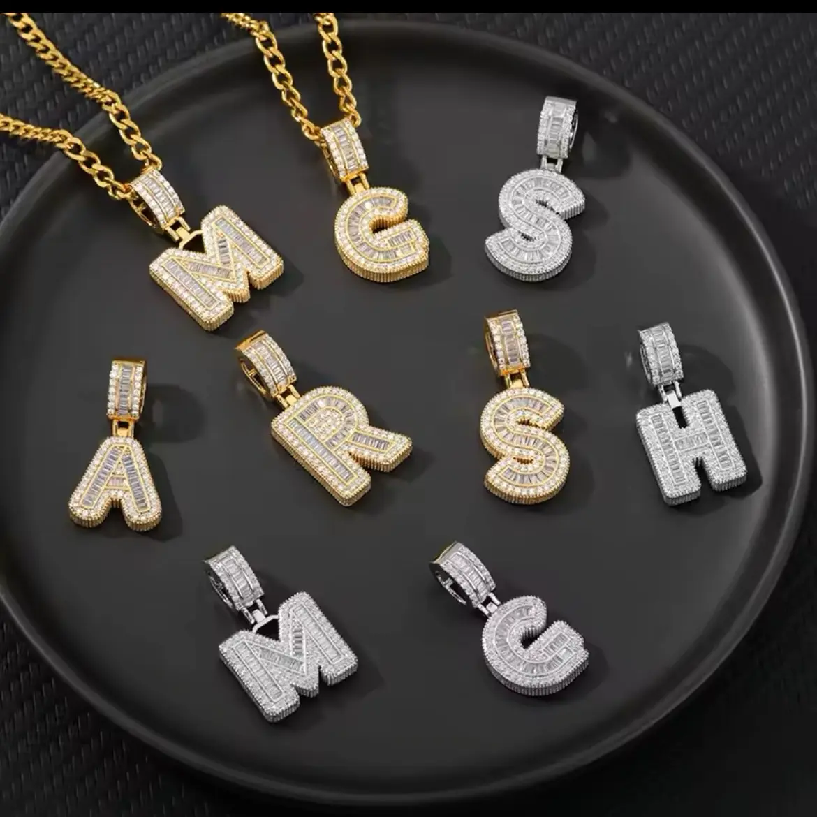 26 Letters Pendant Necklace with Intital A-Z Alphabet Shinning Long Chain Necklaces 2024 Trend Jewelry Collares Mujer