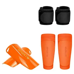 Football Sports Set 3 Piece, Dual Layer Pocket Socks, Athletic Binding Strap, Shin Guards, Ideal for Football Basketball Training and Games