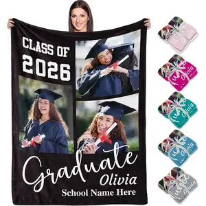 2026  Gifts,  Blanket with Picture and Text, Personalized Photo  Blankets for Her/Him,  Tapestry Gifts for High School/College/Masters Degree