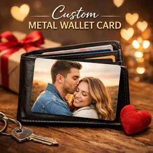 Custom Metal Wallet Card - Personalized Photo Gift for Him & Her  - Unique Keepsake in Metal