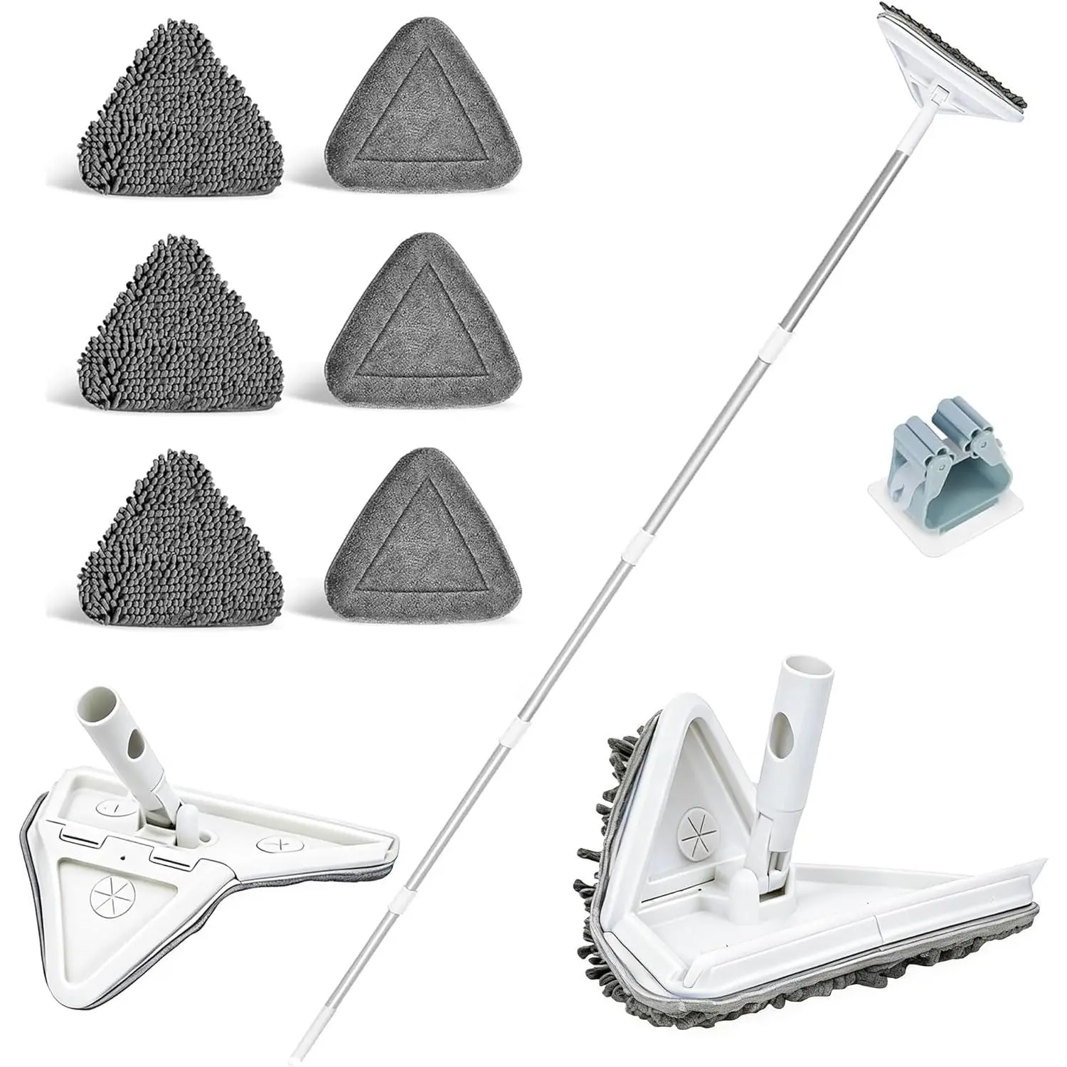 Wall Cleaner Mop with 80" Long Handle.3-in-1 Ceiling Cleaning Tool Duster with 180 Foldable & 360 Rotating . Includes 6 Washable Pads for Walls, Baseboards, Windows & Floors. No Ladder Needed.