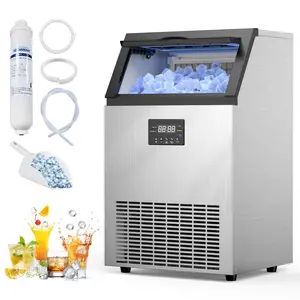 150lbs/24H Commercial Ice Maker Machine, Stainless Steel Under Counter ice Machine with 50lbs Ice Storage Capacity, Freestanding Ice Maker