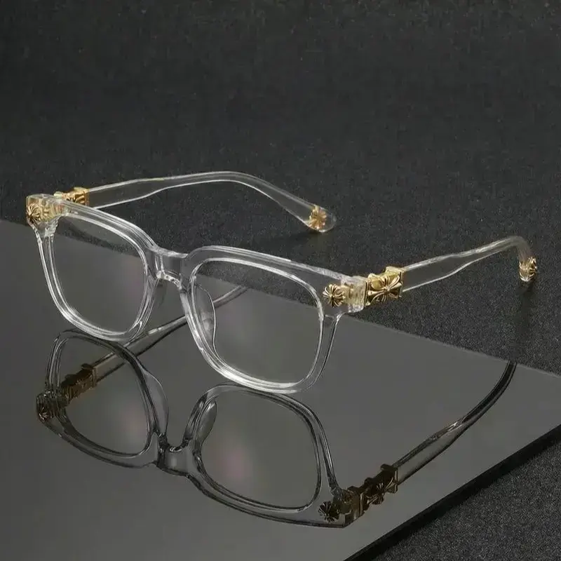 Unisex Metal Frame Blue Light Blocking Glasses - Flat Lenses, Trendy Square Shape, Casual Versatile, Black-Gold, Party Gift for Adults' Daily Wear