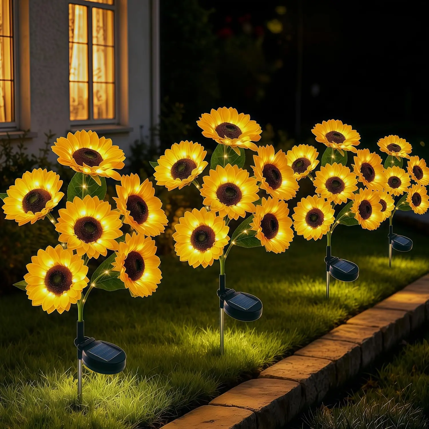 LED Solar Sunflower Garden Stake Lights - 2/4/6/8/10 Packs, 6-Head Upgraded 14cm Large Solar Outdoor Lights, IP65 Water Resistant, Gift Box Included for Landscaping Decor, Garden Decor, Valentine's Day