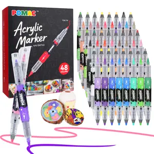 POMAC Acrylic Paint Markers DMT122, Dual Brush & Fine Tips, Smooth Writing, Versatile Surfaces, DIY Painting Supplies for Artists summerwins,summerwins