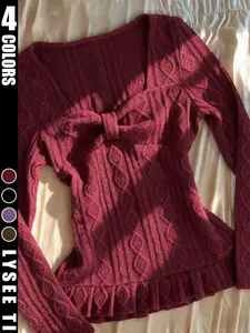 Women's Y2K Vintage Harajuku Style Sweater, Fitted Long Sleeve Cross Design Top, Casual Fall & Winter Knitwear, Punk Fashion Streetwear