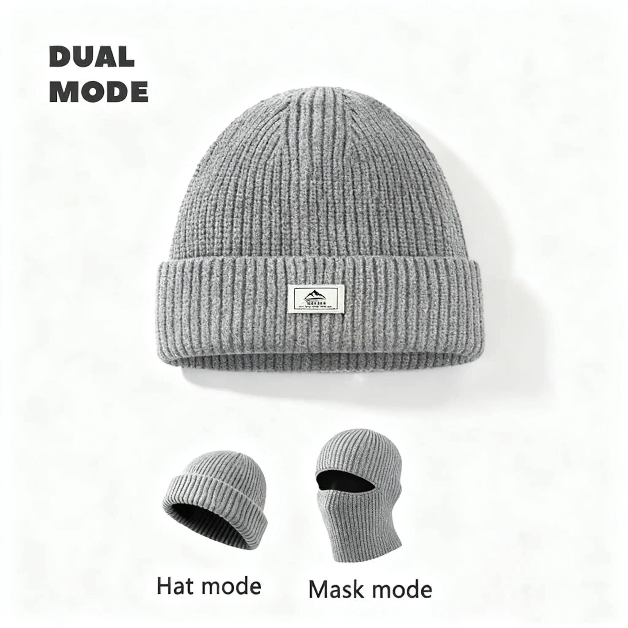 2 in 1 Unisex Winter Warm Knit Beanie Hat, Outdoor Knitting Hat, Knitted Hat, 1 Count Outdoor Cycling Casual Windproof Mask for Men & Women, Multifunctional Beanie Hat for Outdoor Cycling Skiing, Outdoor Hiking Hat