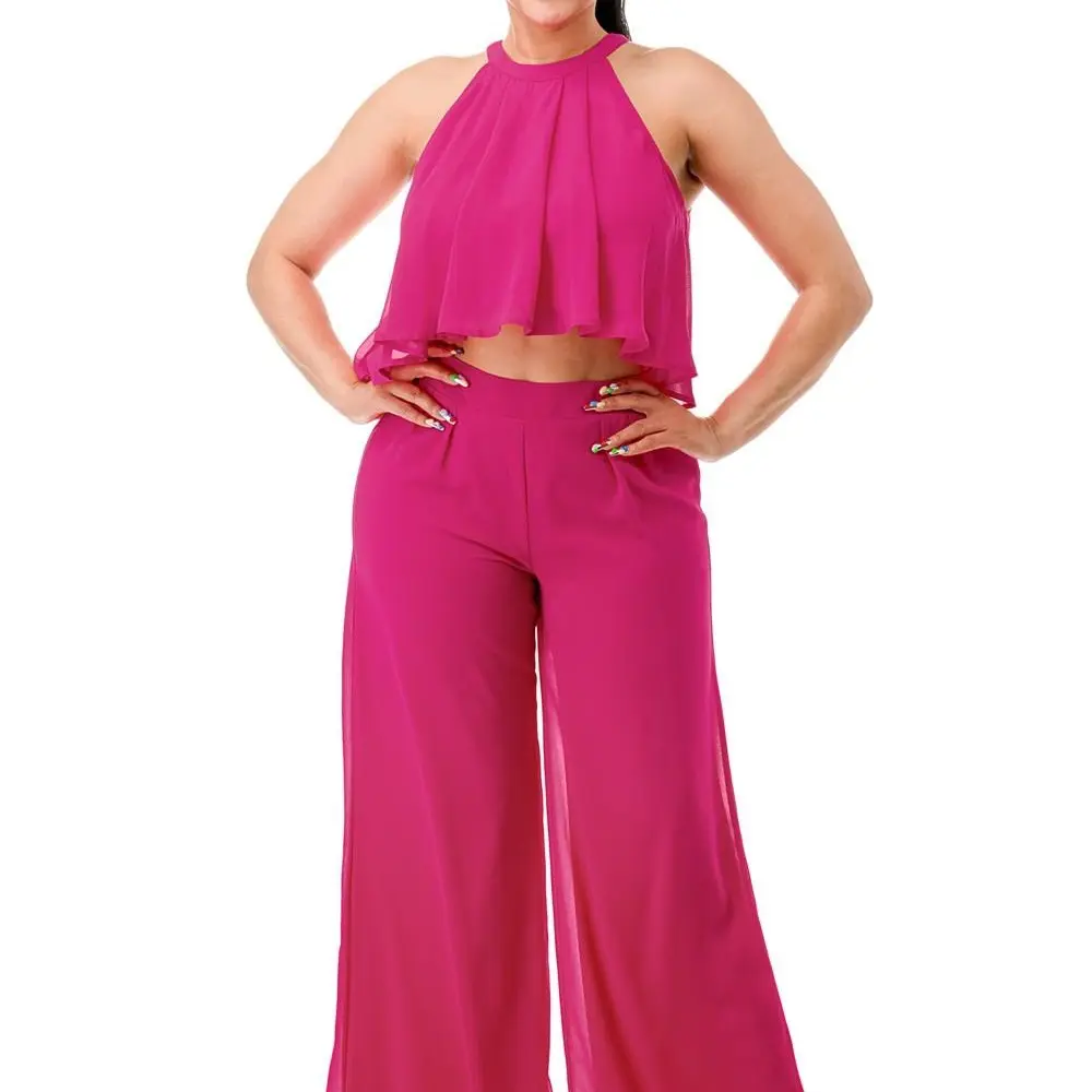 Wide Leg Fuschia Pants Set