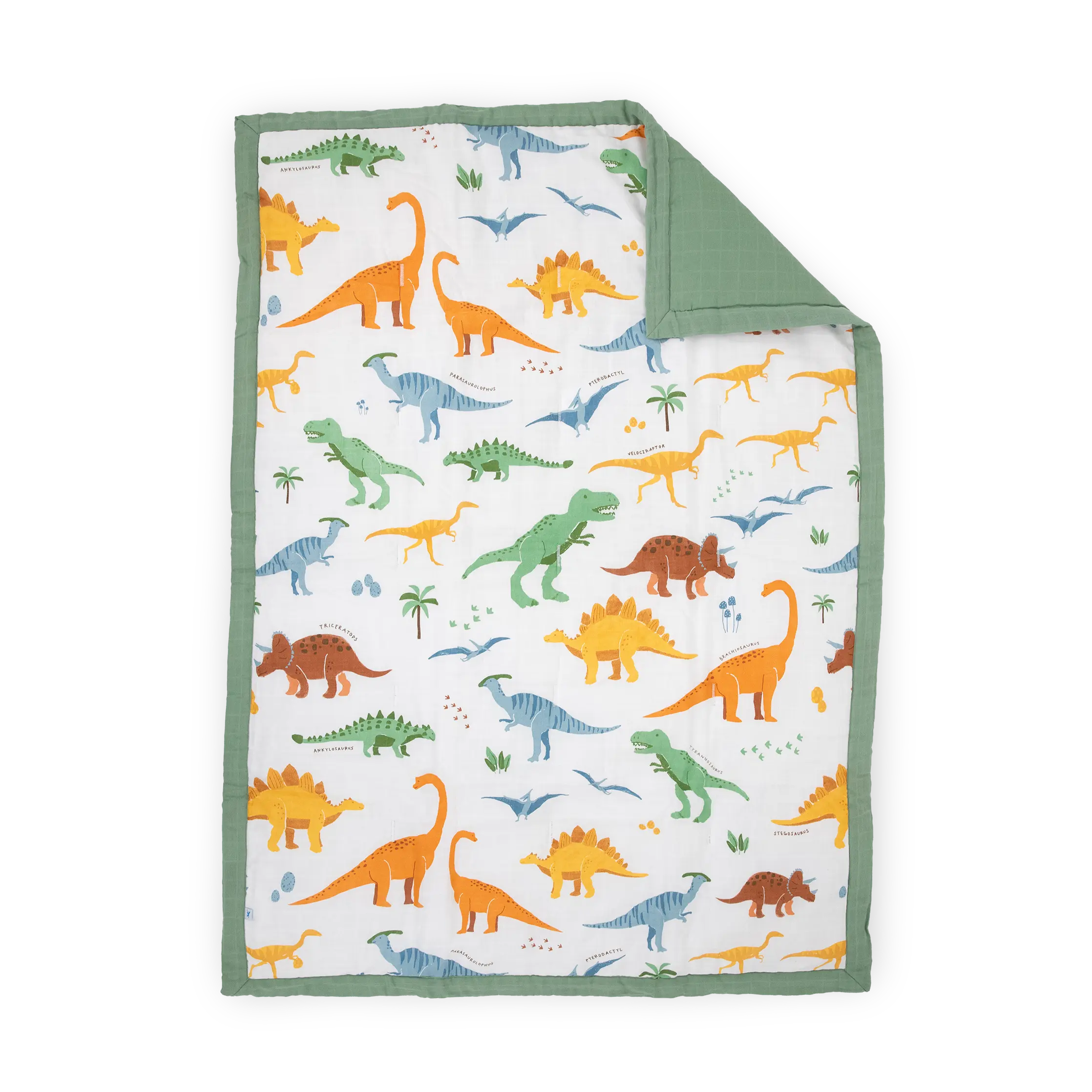 Cotton Muslin Toddler Comforter - Dino Names