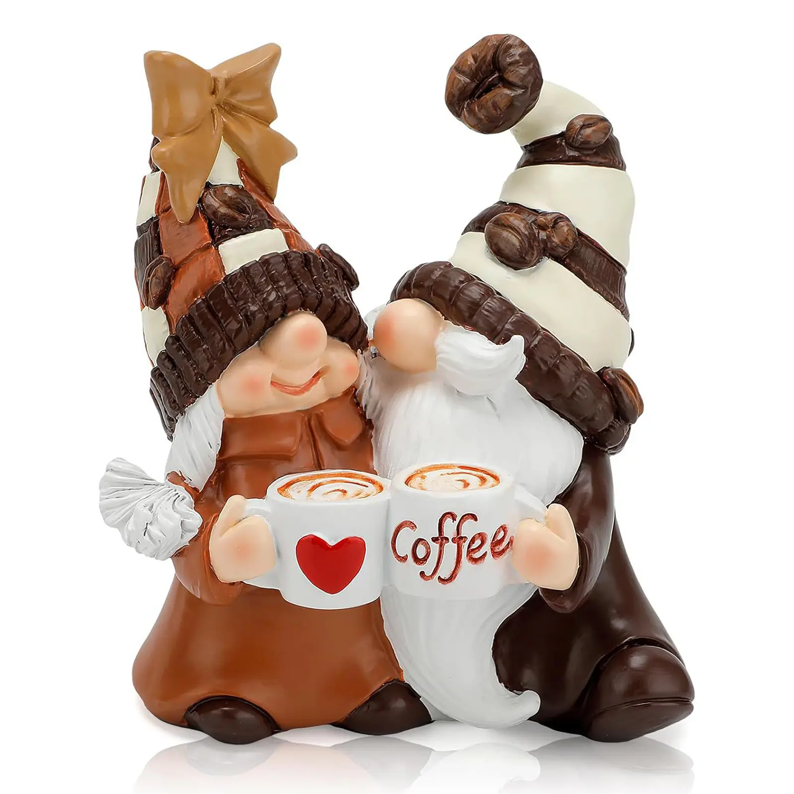 Coffee Gnomes Couple Decorations, Handcrafted Resin Gnome Figurine 4.7inch H Coffee Bar Decor Coffee Bar Collectible Figurines Decor Accessories