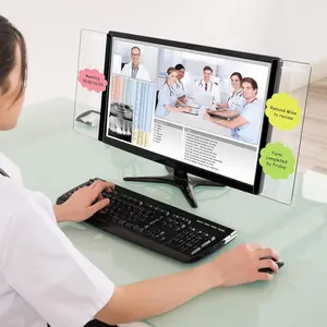 2 Pieces Monitor Memo Board, Memo Boards for Computers Transparent Acrylic Monitor Side Panel Office Desk Accessories Desktop Computer Sticky Note Holder for Office Home Work Desk
