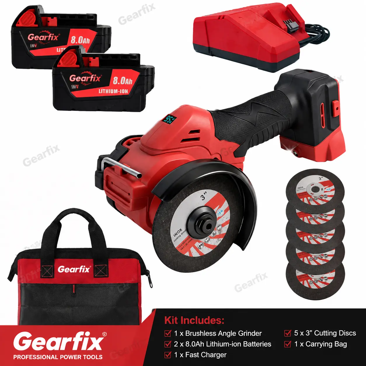 3-Inch Cordless Brushless Cut-Off Tool-Compact Angle Grinder, Includes 5 Cutting Blades, LED Light, Dust Guard, Home Power Tool for Cutting Wood, Tile, Plastic, Grinders, Home Tool