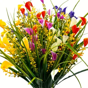 5 Bundles of Outdoor Artificial Boxwood Flowers - UV-resistant plastic imitation plants, non-fading spring home decoration, farmhouse style gardening green plants, suitable for Valentine's Day, Christmas, Easter, Thanksgiving