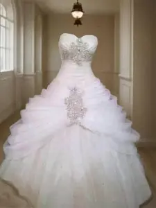 Ball Gown Organza Sweetheart With Ruffles Sleeveless Floor-Length Wedding Dresses